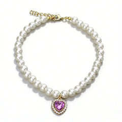 Adjustable Pearl Cat Collar – Cute Summer Necklace for Kittens with Elegant Neck Decoration