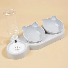 3-in-1 Tilted Cat Bowl Set with Water Feeder - image 2