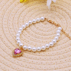 Adjustable Pearl Cat Collar – Cute Summer Necklace for Kittens with Elegant Neck Decoration