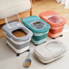 Collapsible Dog & Cat Food Storage Container – Airtight Folding Pet Food Storage Bin for Rice, Cereal & Dry Food
