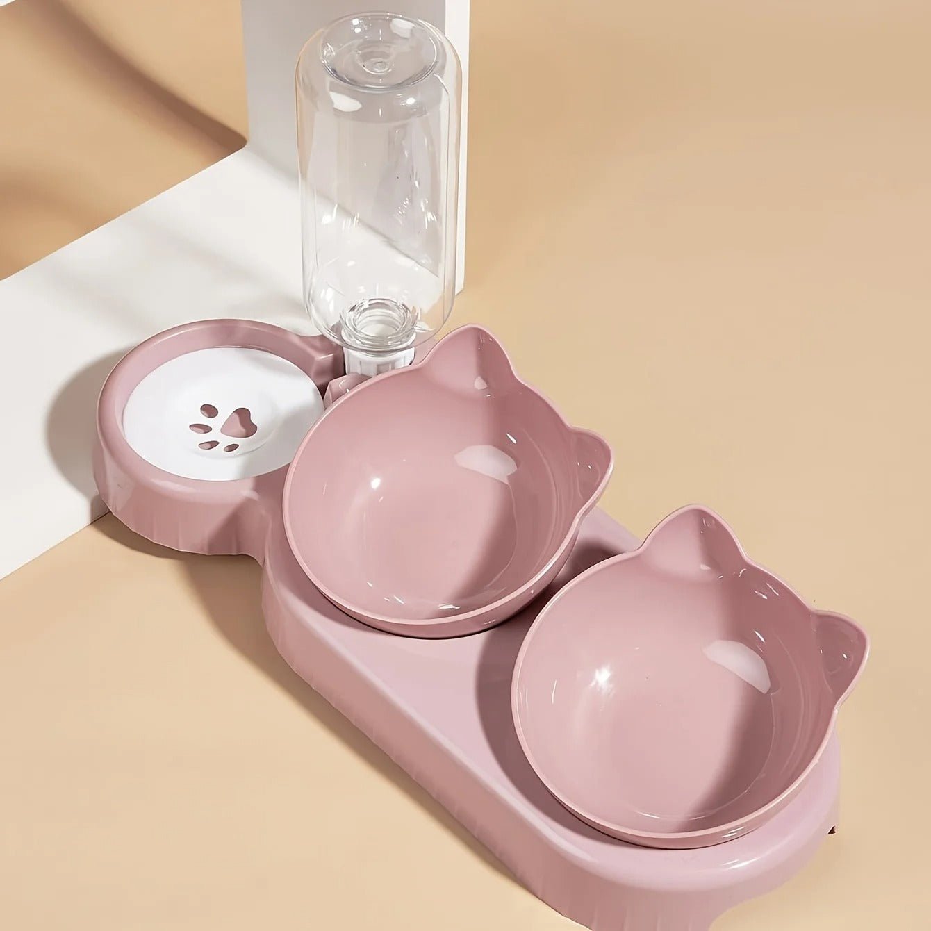 3-in-1 Tilted Cat Bowl Set with Water Feeder - image 4