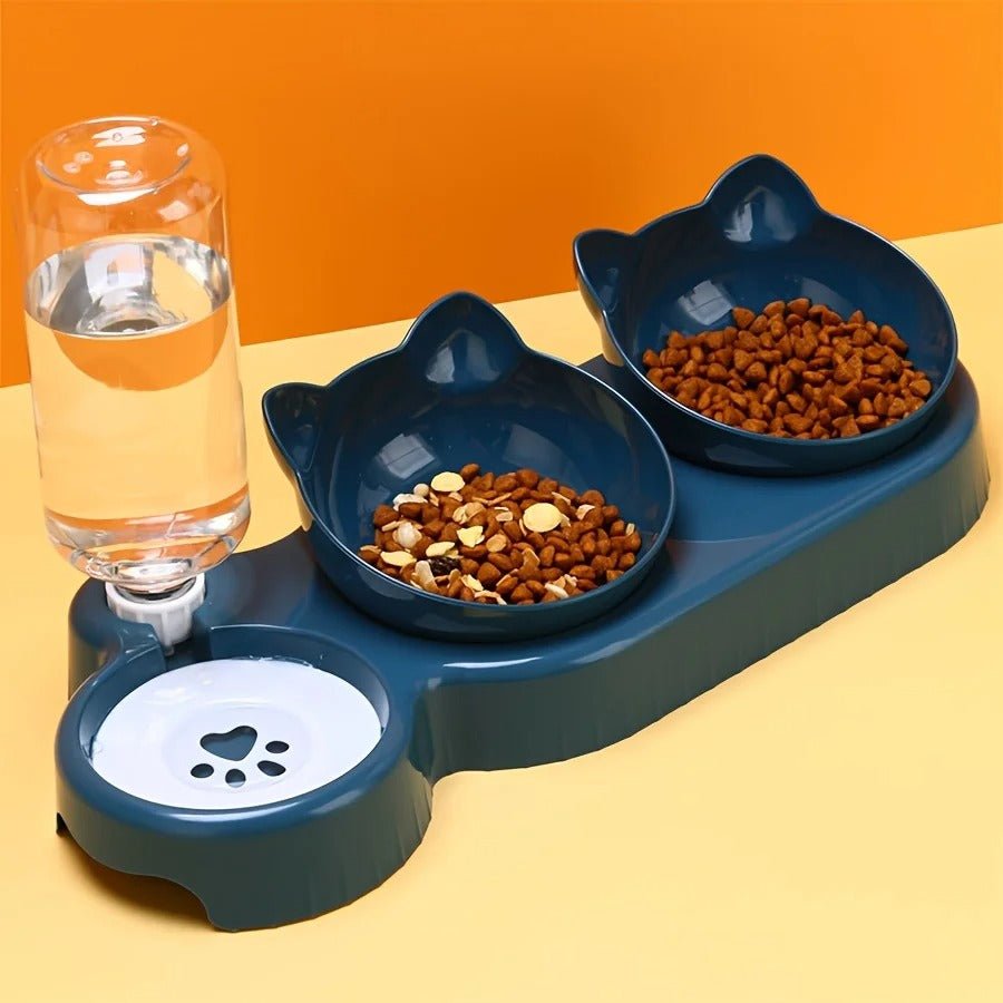 3-in-1 Tilted Cat Bowl Set with Water Feeder - image 5