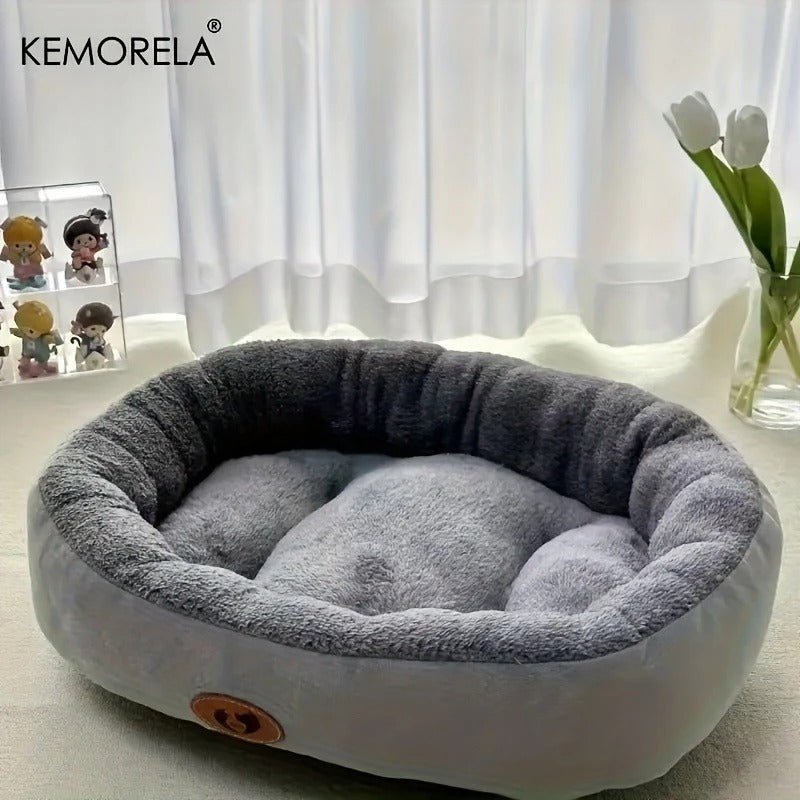 Plush Oval Pet Bed for Cats & Small Dogs - image 1