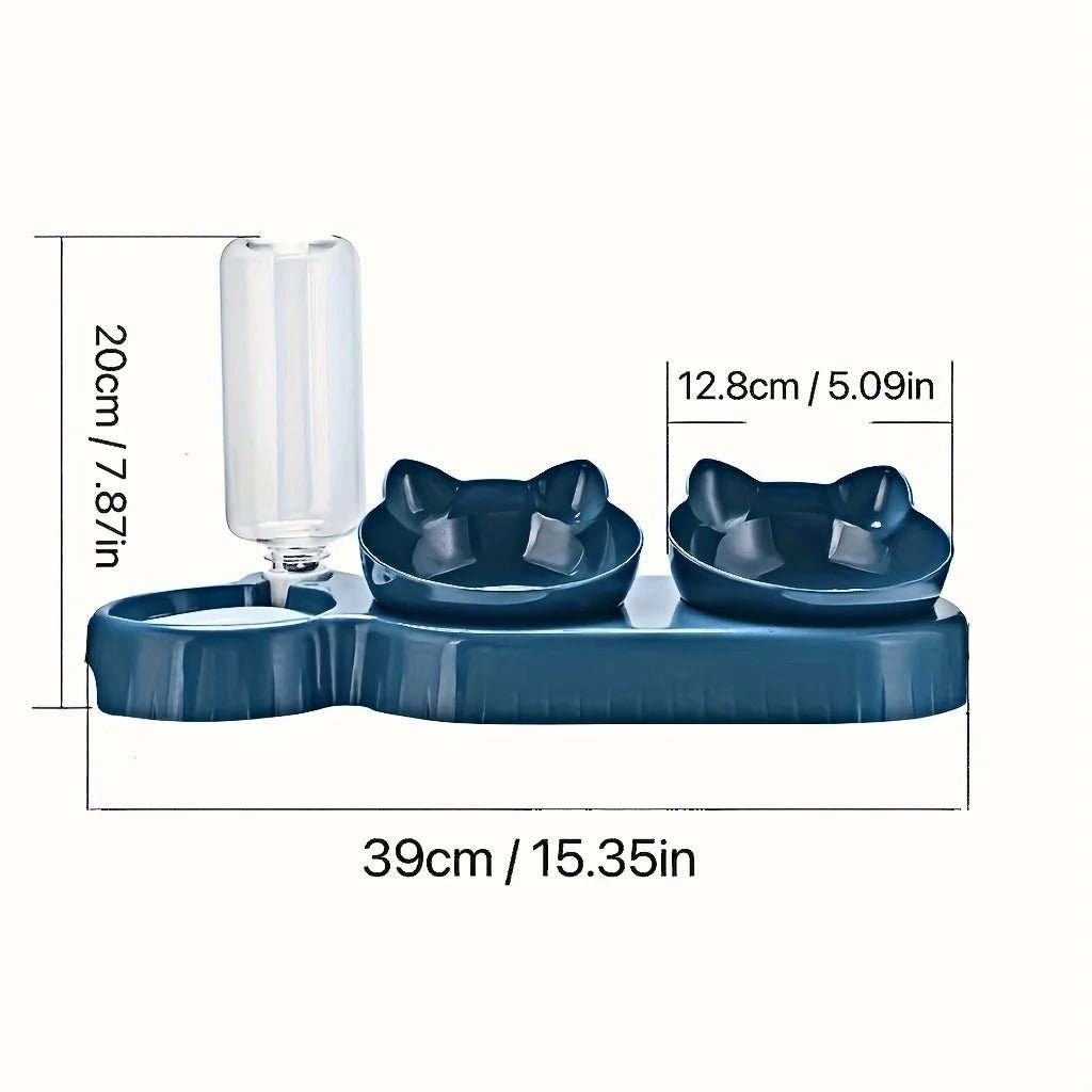 3-in-1 Tilted Cat Bowl Set with Water Feeder - image 8