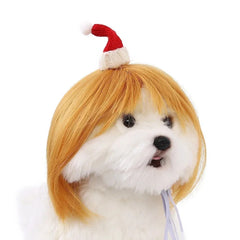 Pet Wig for Dogs Cats Halloween Costume Accessories – Curly Straight Hair DIY Trim Adjustable Wig