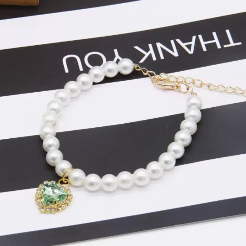 Adjustable Pearl Cat Collar – Cute Summer Necklace for Kittens with Elegant Neck Decoration
