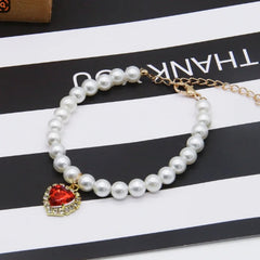 Adjustable Pearl Cat Collar – Cute Summer Necklace for Kittens with Elegant Neck Decoration